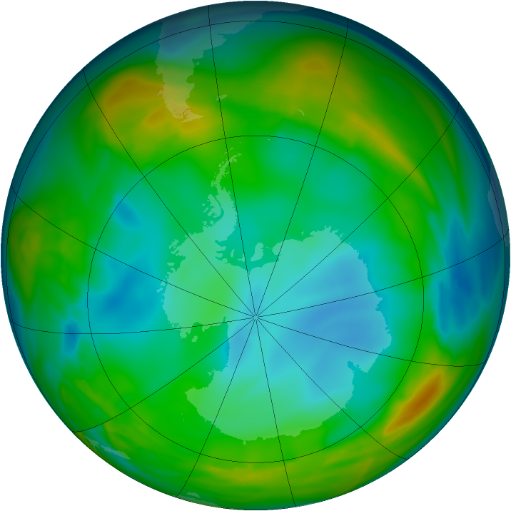 Antarctic ozone map for 12 July 2005